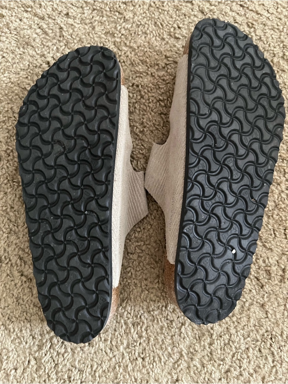 Birkenstock Two-Strap Slides in Taupe Suede - Picture 2 of 4